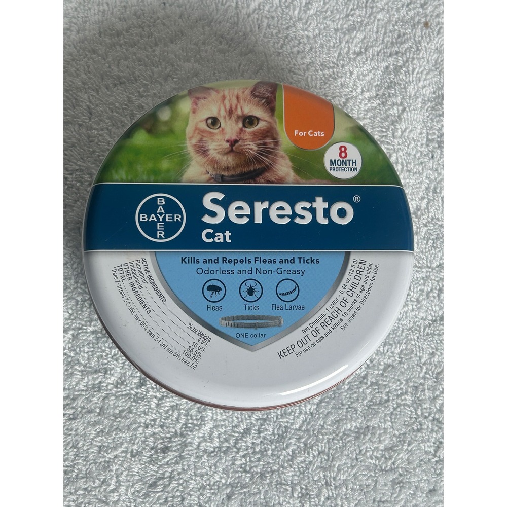 Seresto Cat Flea and Tick Collar 8 Month Protection Bayer Odorless Non-Greasy